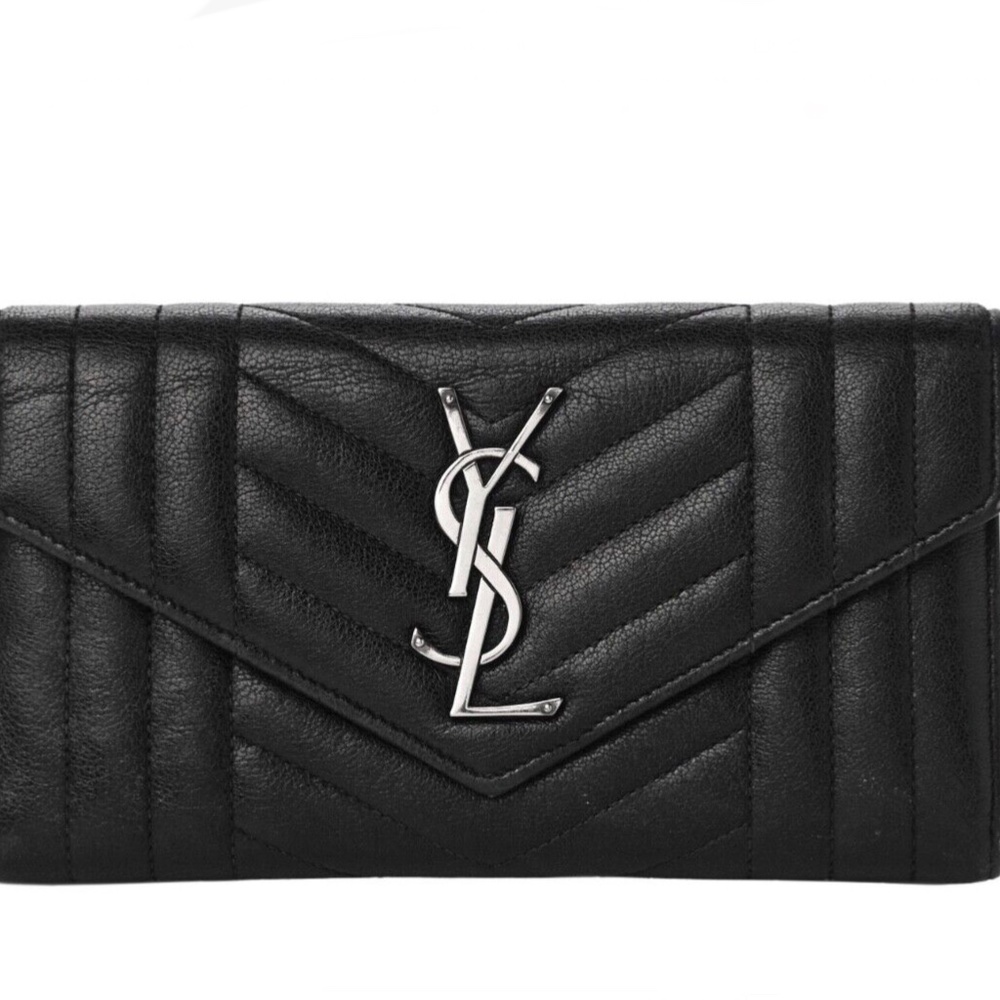 Saint Laurent Lambskin Mixed Matelasse Quilted Large Monogram Envelope